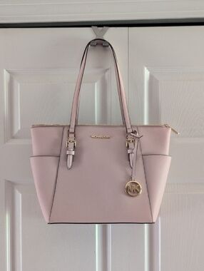 Michael Kors Blush Pink Leather Tote with Gold Accents